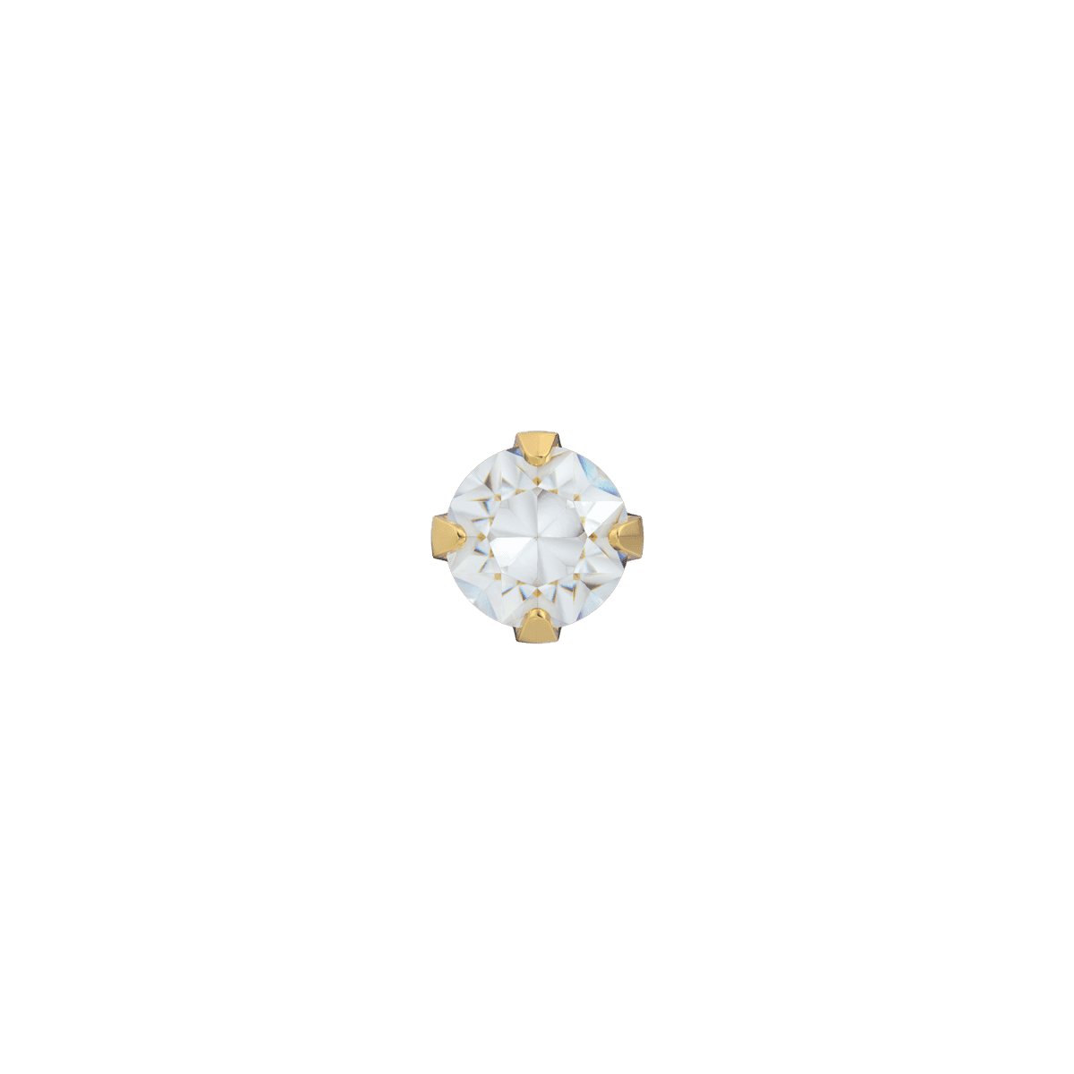 14K Gelbgold, Kronenfassung, Cubic Zirkonia, 3mm