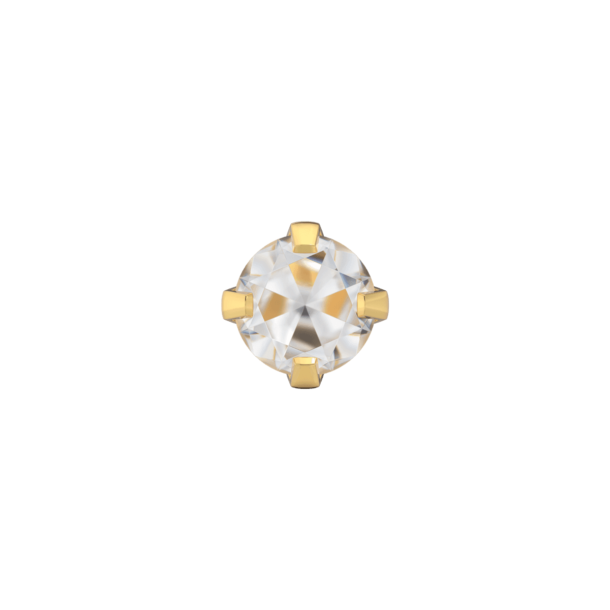 14K Gelbgold, Kronenfassung,  Cubic Zirkonia, 4mm