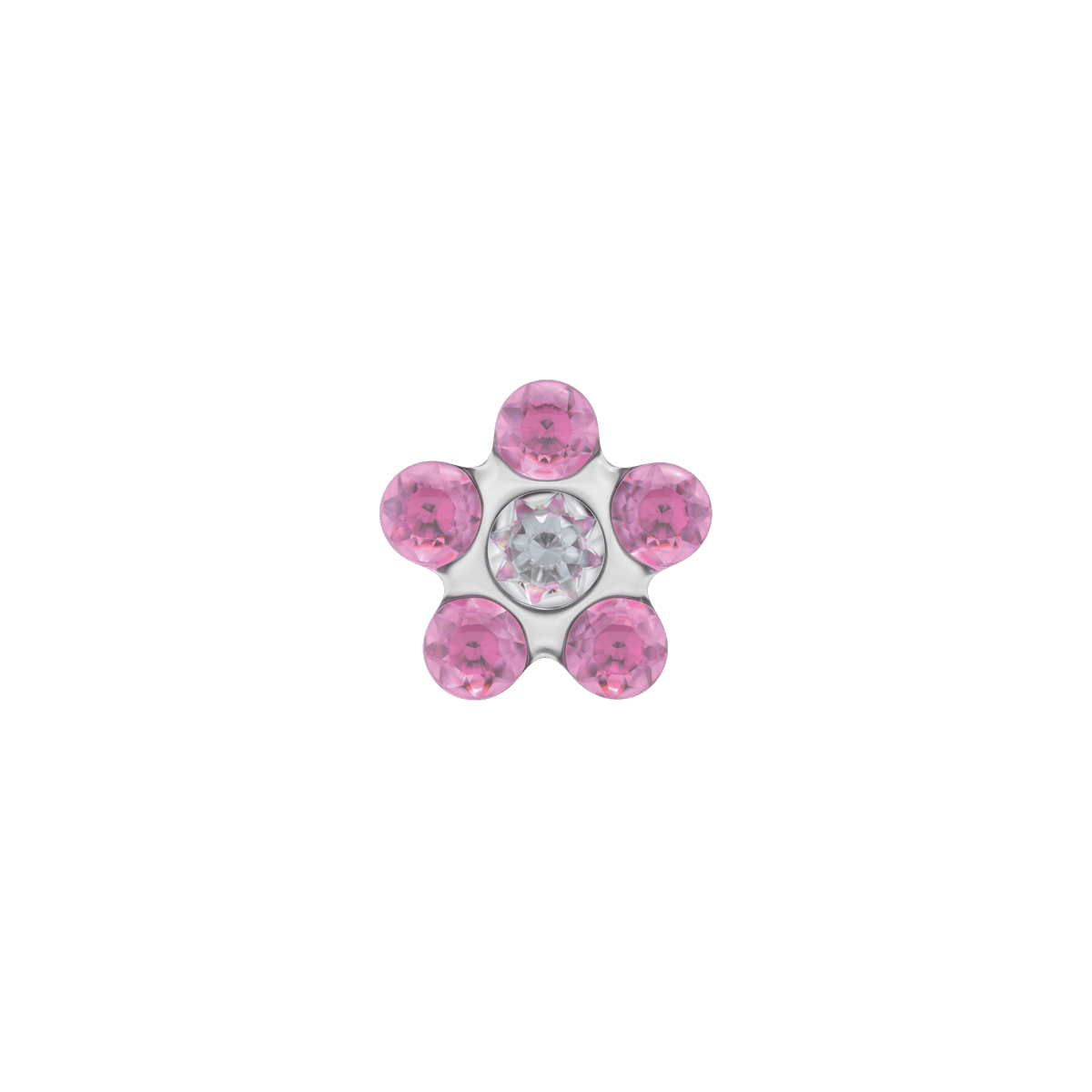 9K Gelbgold, rhodiniert, Blümchen, Rose Crystal