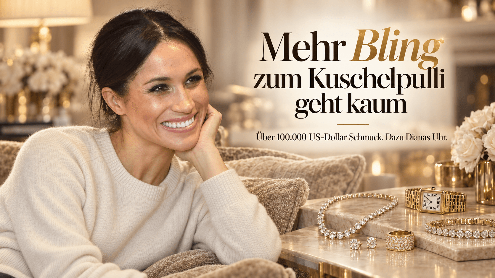 Herzogin Meghan: Über 100.000 Dollar Schmuck zum Kuschelpulli